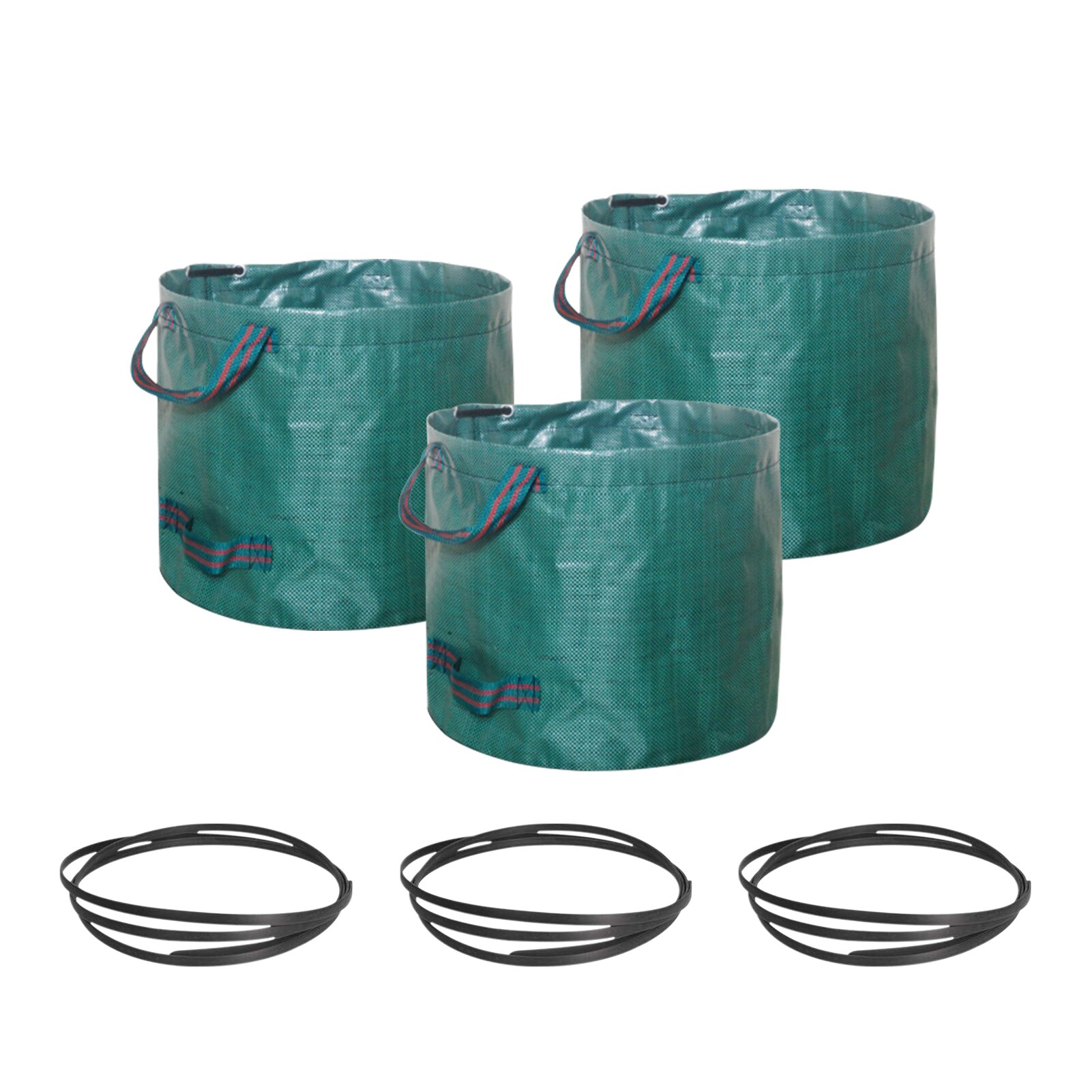 Sac à déchets de jardin 3 pièces, avec Double poignées, réutilisable, pliable, Double couche de fond, Portable, sacs de collecte de jardin robustes