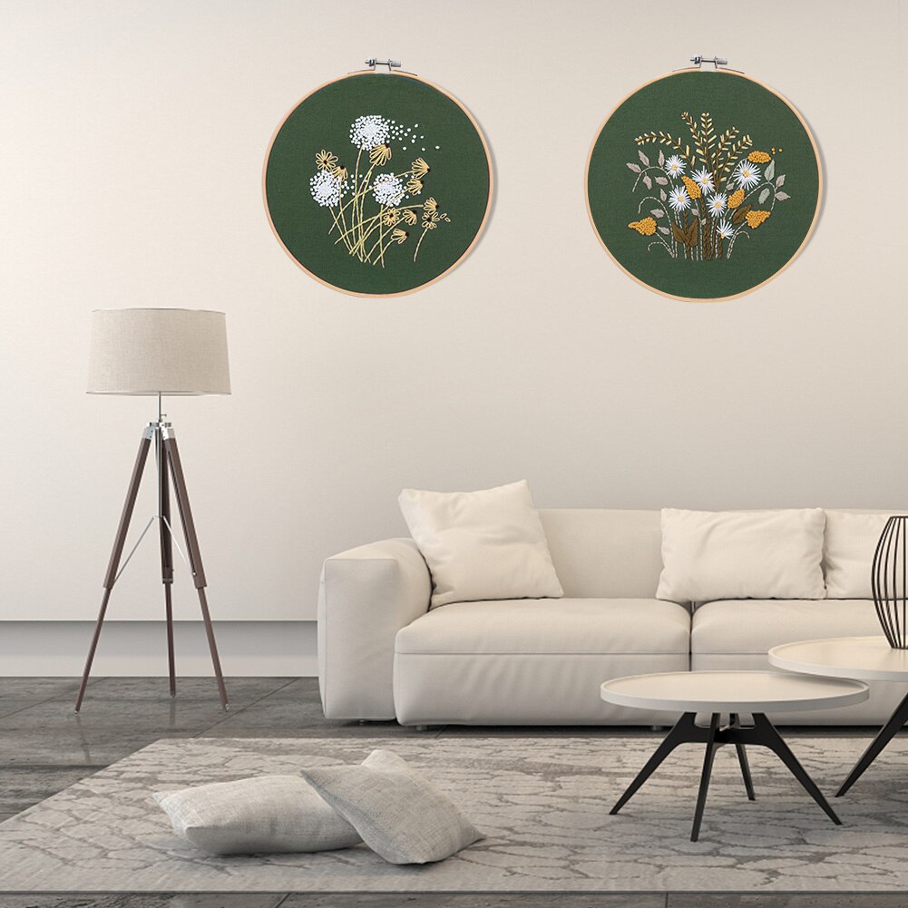 Handwork Needlework Plants Pattern Threads Tools Home Decoration Cross Stitch Embroidery Flowers DIY Starter Kit Ribbon Painting