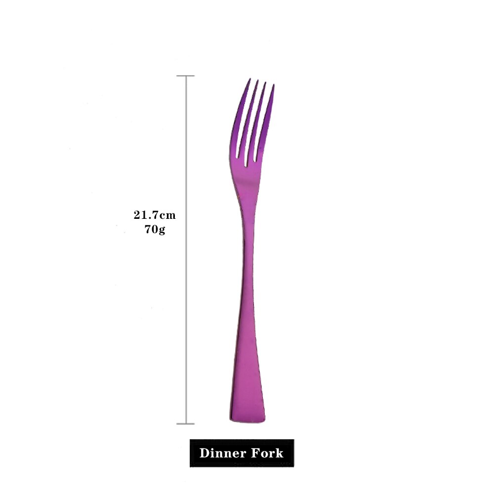 Purple 18/10 Stainless Steel Tableware Cutlery Set Flatware Knife Fork Coffee Spoon Dinnerware Set Party Kitchen Silverware Set: 1Pc Dinner Fork
