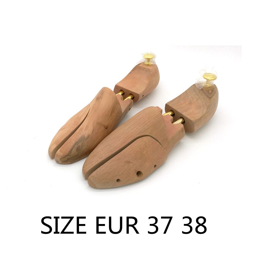 Paire d'embauchoirs en bois à ressort extenseur, formes de pour chaussures, disponibles en tailles EU 35 — 46/US 5-12/UK 3-11,5, 1 paire: EU 37 38