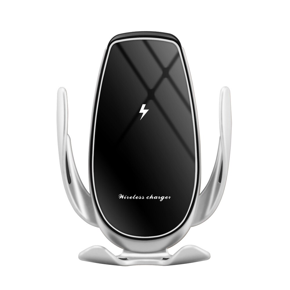 Aperto automático carregador de carro sem fio para iphone 11x8 xr xs 10 w qi carregamento rápido respiradouro ar suporte do telefone para samsung s20 s10: Style 2 Silver