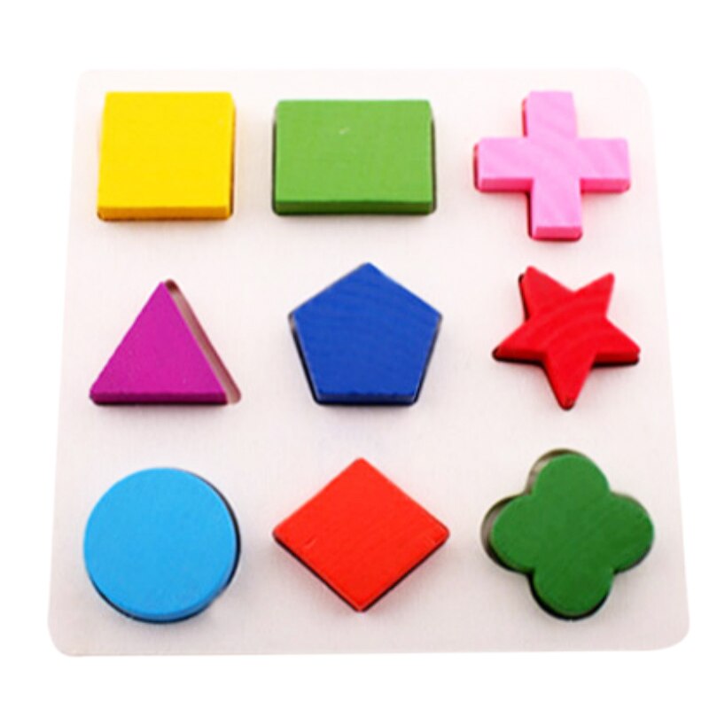 10Pcs Kinderen Puzzel Houten 3D Puzzel Kinderen Houten Geometrische Building Puzzel Vroeg Leren Educatief Speelgoed Leren