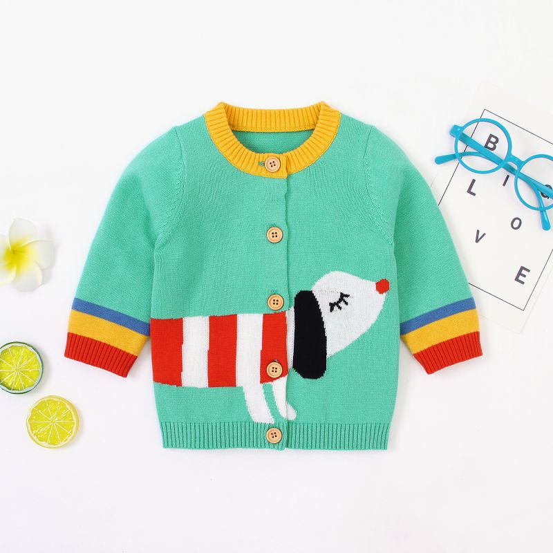 Enfants enfants pull bébé garçon fille vêtements Cardigan dessin animé arc-en-ciel imprimé tricoté coton décontracté vêtements d'extérieur chaude