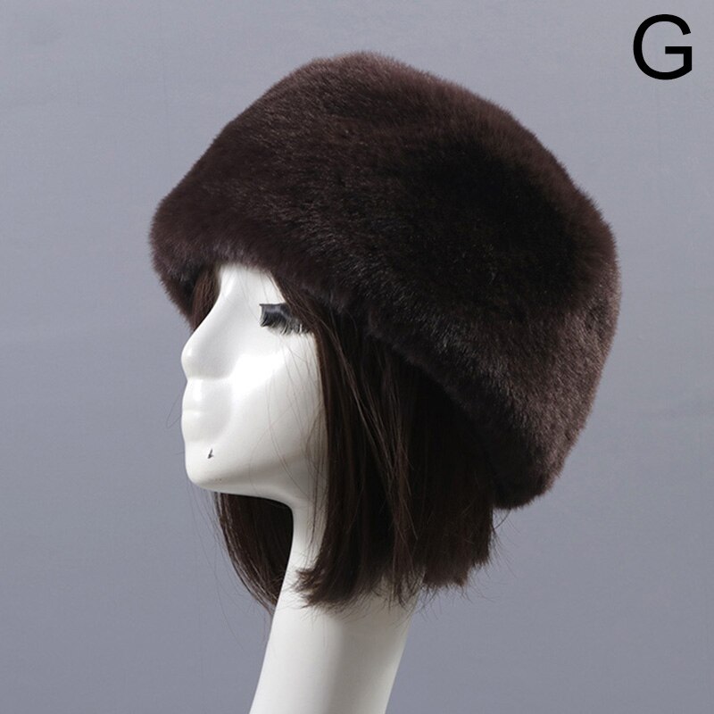 Moda Rrabbit Faux futro kozak styl rosyjski kobiety zimowe miękkie czapki narciarskie ciepłe okrągłe płaskie czapki kobiece nakrycia głowy: G