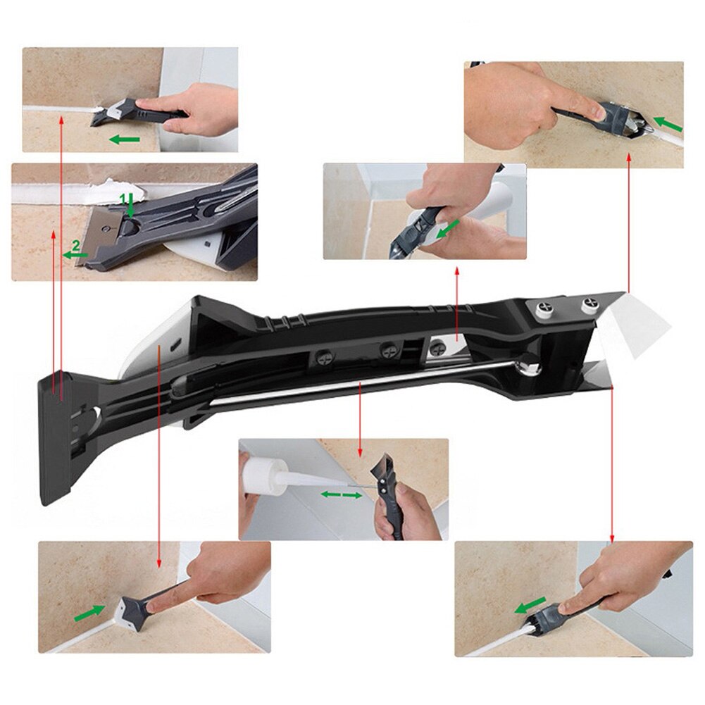 Espátula 3 en 1 para eliminar sellador, Kit de lechada de acabado, relleno de azulejo de cemento de vidrio, herramientas de pala espátula de costura angular de suelo