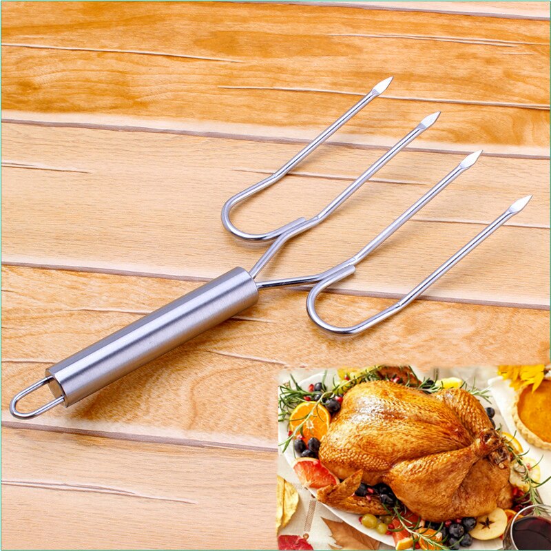 Rvs Multi-Head Turkije Vork Grill Met Barbecue Vork Steak Vork Voor Barbecue En Thanksgiving Kalkoen Lift Vork