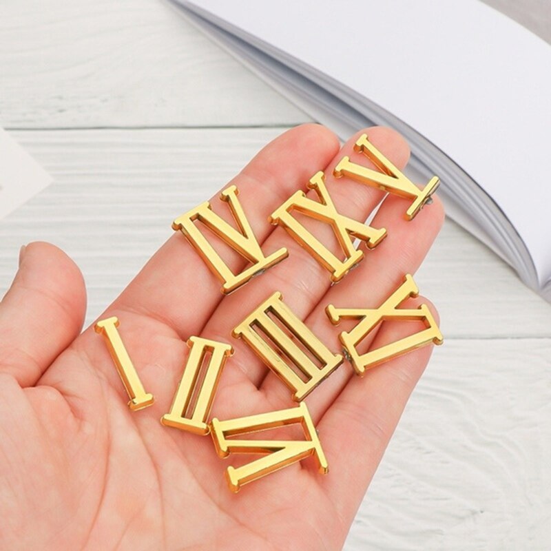 1 Set Romeinse Cijfers Of Arabische Cijfers Klok Accessoires Voor Quartz Klok Wijzerplaat Reparatie Diy Klok Vervanging Accessoires Goud