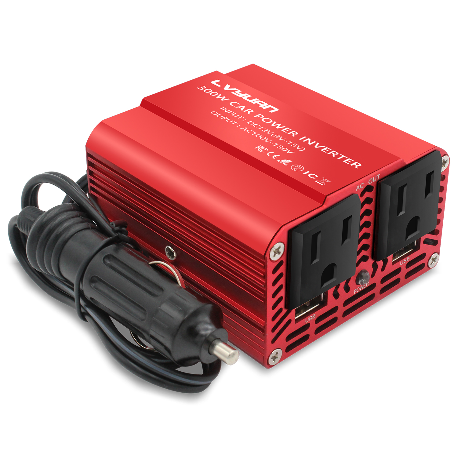 Dc 12v to 220v/110v ac auto-omvormers, 300w stroomomvormers, automatische transformator, us/un/eu-aansluiting, dubbele usb-autoadapter, dropsh: Wit