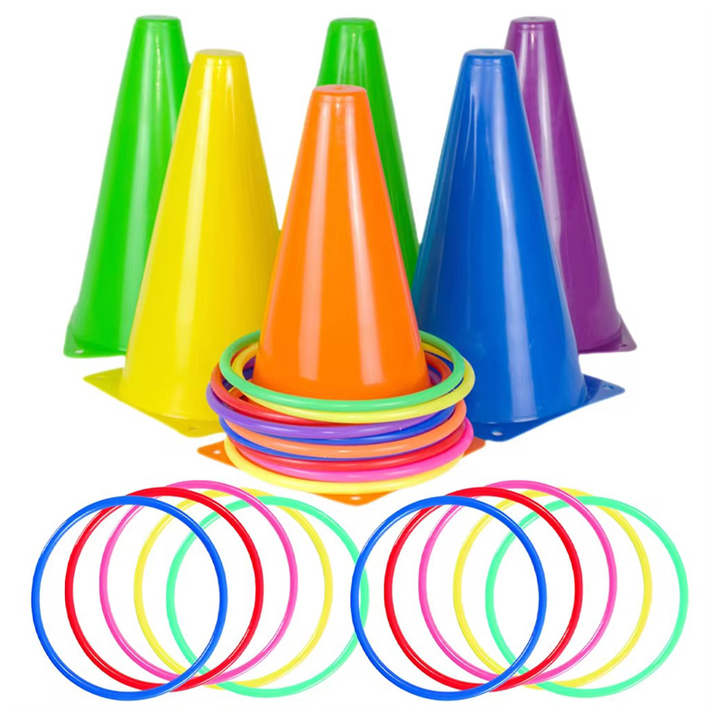 Plastic Cones Ring Toss Carnival Outdoor Games Combo Set For Kids Park Backyard Lawn Playground Sensory Integration Toys