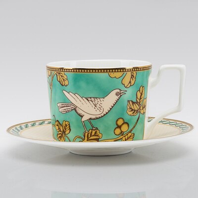 bone china plate Ceramic tableware set steak salad plate Dessert Plate saucer gold bird classic series: cup and saucer