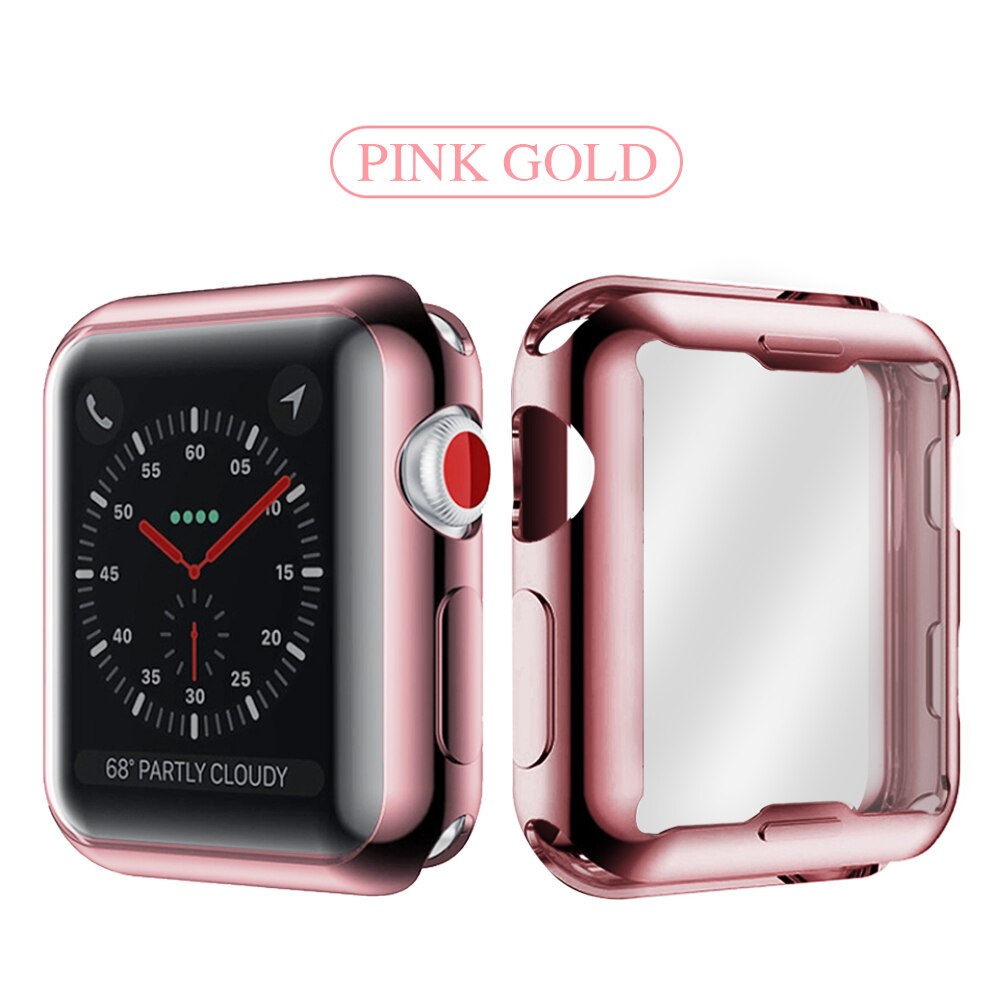 Slim watch 360 cover til apple watch case 5 4 3 2 1 42mm 38mm blød klar tpu skærmbeskytter til iwatch 5 44mm 40mm tilbehør: Lyserødt guld / 44mm til 4 5