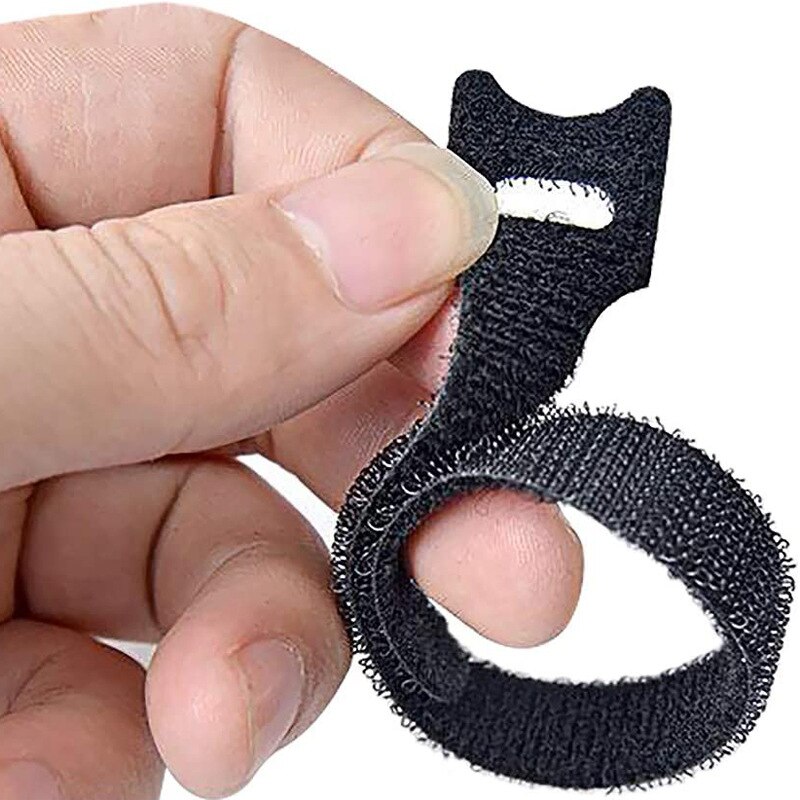 30PCS T-shaped Data Cable Management Strap with Velcro Cable Tie Back-to-back Hook and Loop Cable Tie Nylon Strap Hook 12*200mm