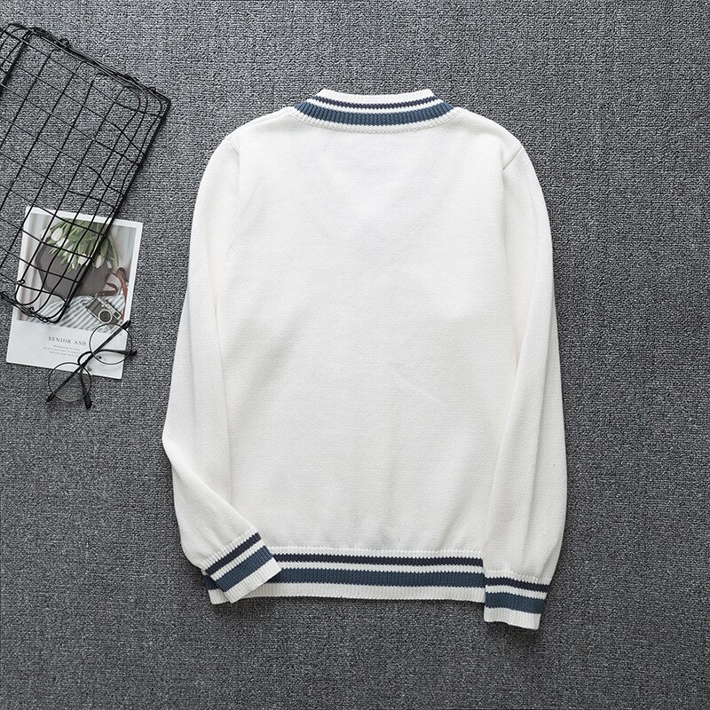Autumn Pullover Japanese Style Students School Uniform V-neck Girls Women Sweater Long Sleeve School Uniforms