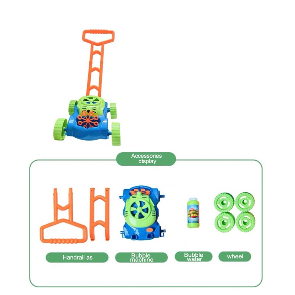 Children Hand Push Bubble Car Bubble Lawn Mower Outdoor Bubble Blowing for Kids Toys