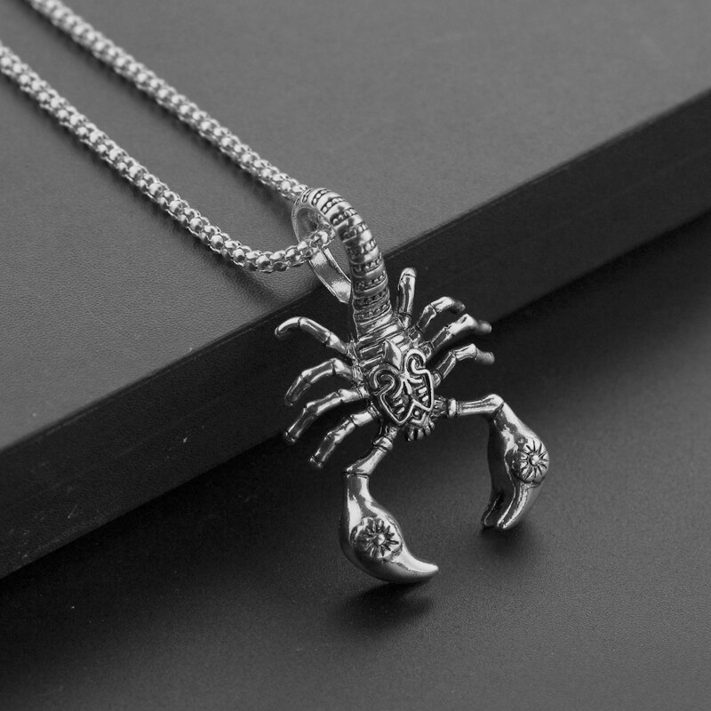 Männer Hip Hop Schmuck Scorpio Lange Kette Silber Farbe Scorpion Anhänger Halskette für Männer Frauen Punk Rock Weihnachten Schmuck