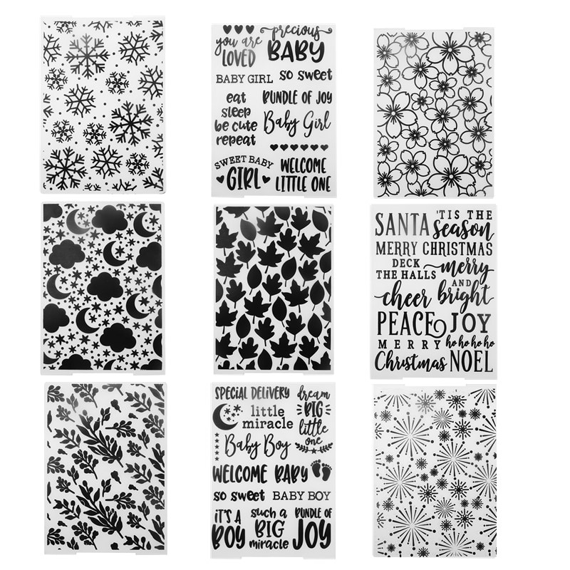 10 Stijlen Bloemen Woorden Plastic Template Craft Embossing Mappen Voor Diy Scrapbooking En Papieren Kaart Maken Decoratie Benodigdheden