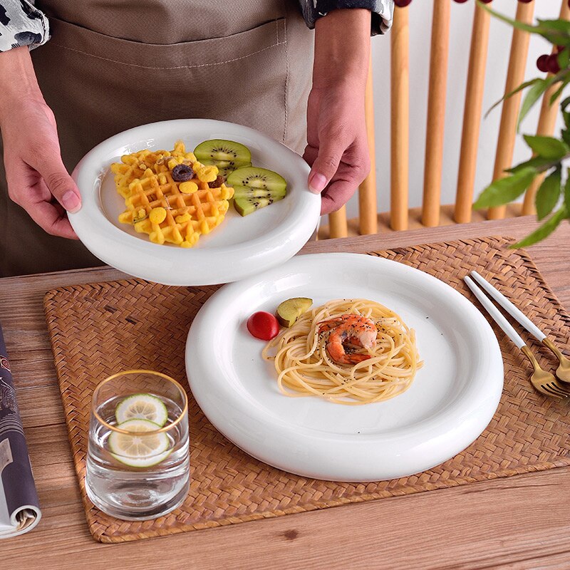 Ceramics Plate Home Kitchen Dining Bread Plate Salad Round Dessert Kitchen Ceramis Plates Tableware플레이트 For Western Food プレート