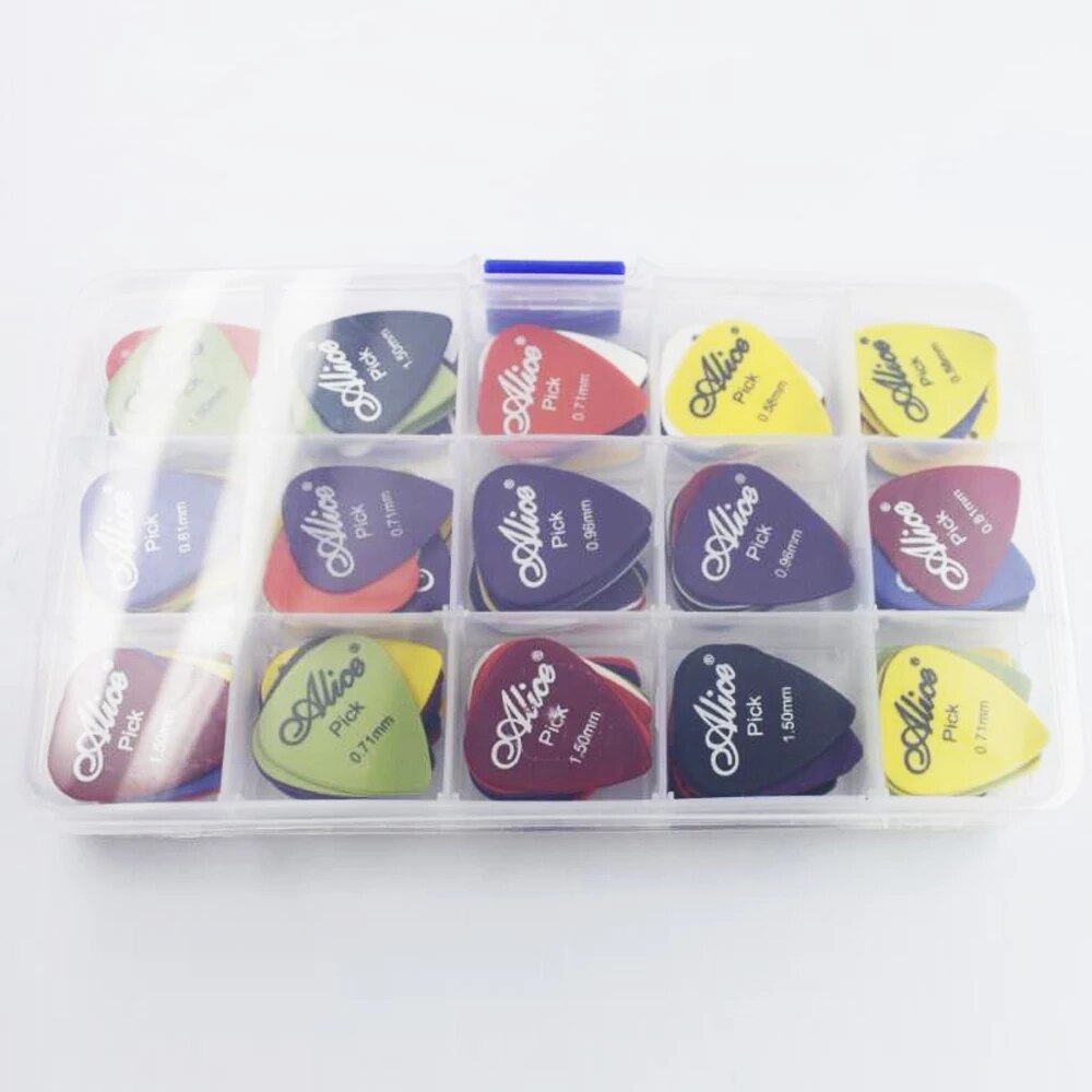 Gitaarplectrums 40 stuks/doos alice akoestische elektrische basgitaar plectrum mediator gitaar muziekinstrument dikte mix 0.58-1.5 gp28