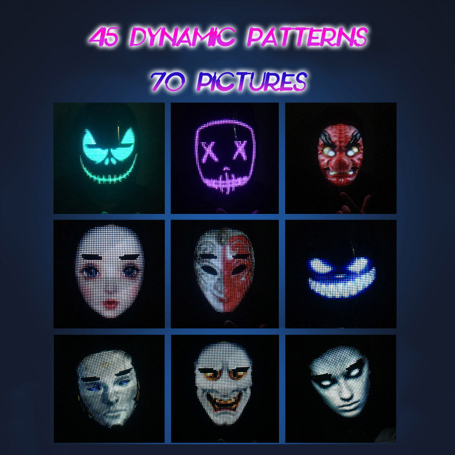 Bluetooth-compatible LED Luminous Mask Carnival Festival Light Up Changing Mask Japanese Fox Mask Halloween Christmas Decor