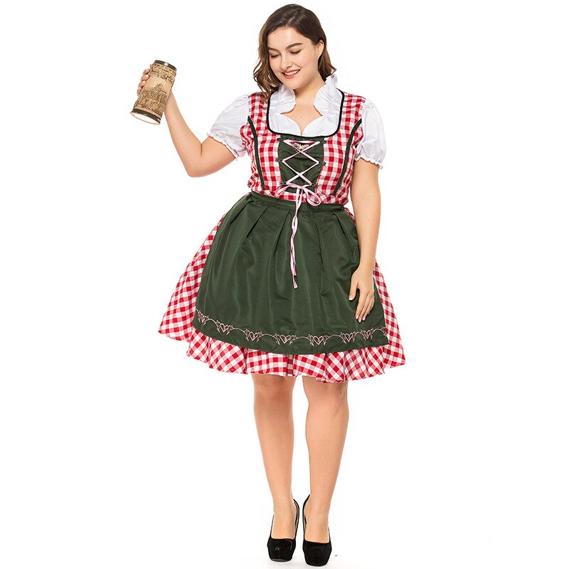 S-4XL Traditional Women Oktoberfest Costume German Oktoberfest Bavarian Beer Dirndl Dress Cosplay Party Dress: Style2 / S