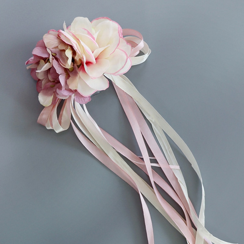 Bridal Auto Spiegel Deur Decoratie Zijden Lint Bloem Bruiloft Kunstbloemen HG99: Oranje