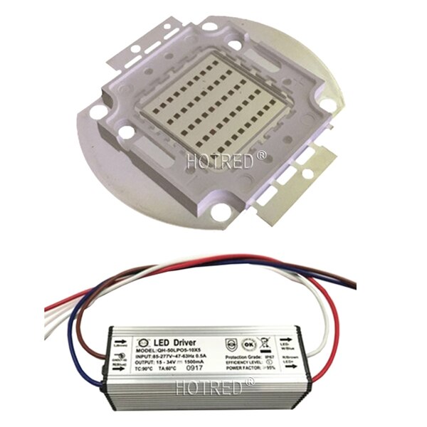 50W 60W High Power LED Chip 660nm Deep Red LED Grow Light 660 nm COB Diode Emitter+Driver+heatsink+cooler+lens reflector: 50W LED.Driver
