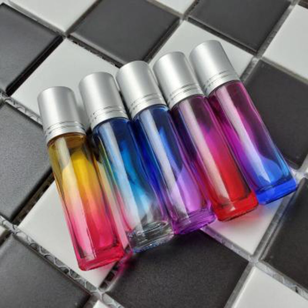 10ml gradient farve æterisk olie parfume flaske rullekugle tyk glas rulle på holdbar til rejse kosmetik beholder