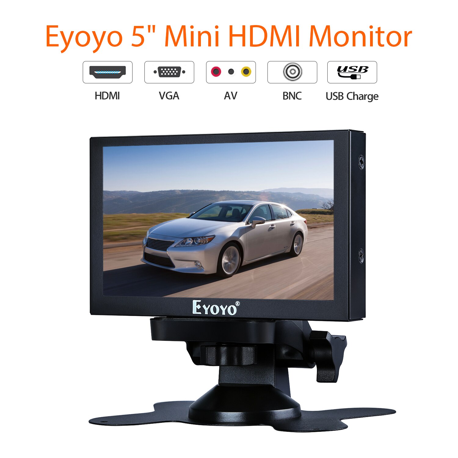Eyoyo – moniteur Portable de voiture 5 pouces, petit écran LCD 800x480 IPS, affichage Hdmi, vga, BNC AV/VGA, LED