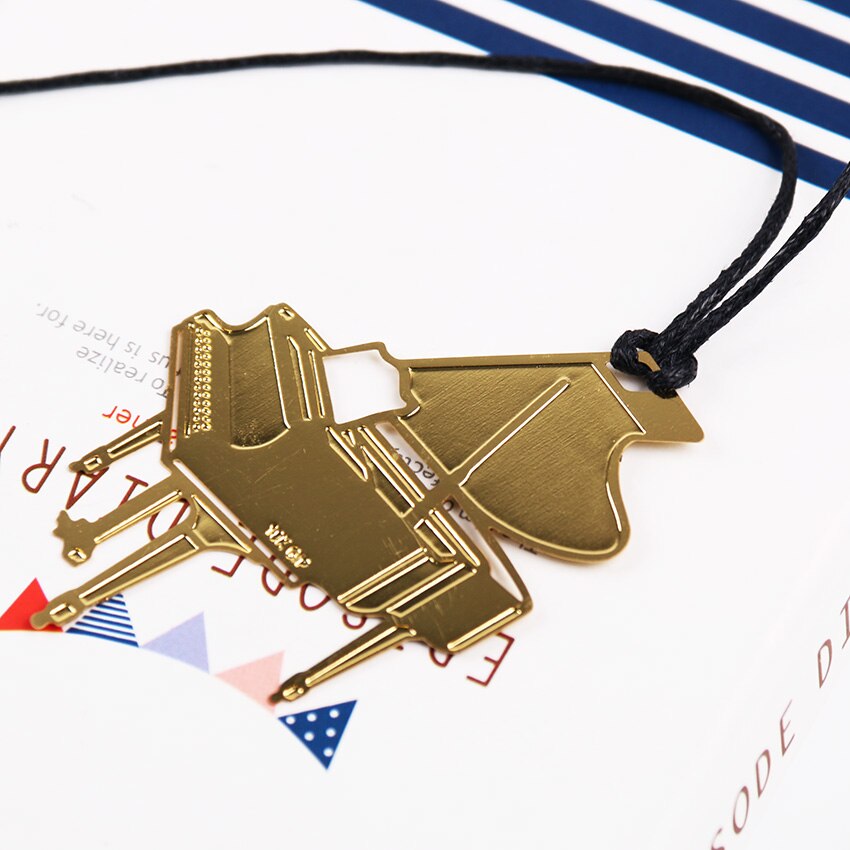 1PC Cute Gold Metal Bookmark Music Piano Guitar Bookmark for Book Korean Stationery: 5
