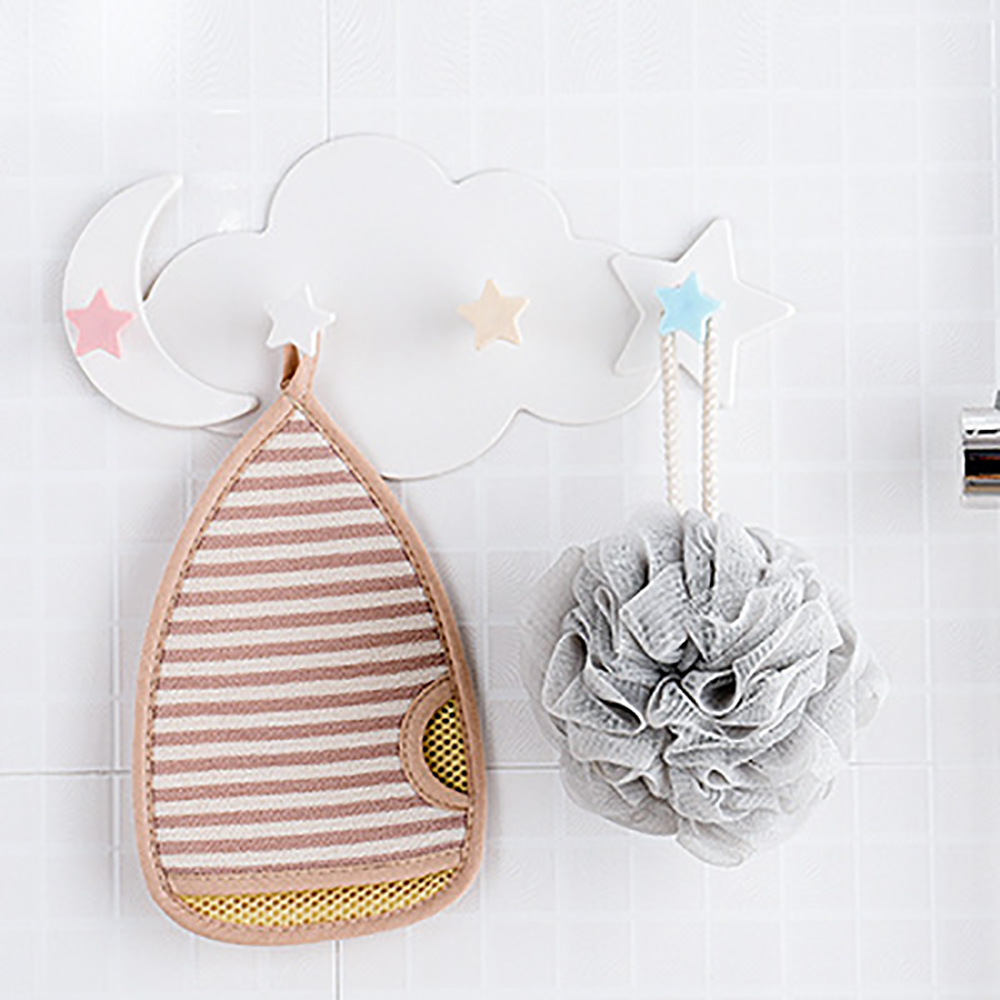 Cute Star Moon Cloud Shape Nail-free Wall Clothes Hooks Kids Room Decorative Key Hanging Hanger Kitchen Storage Hook