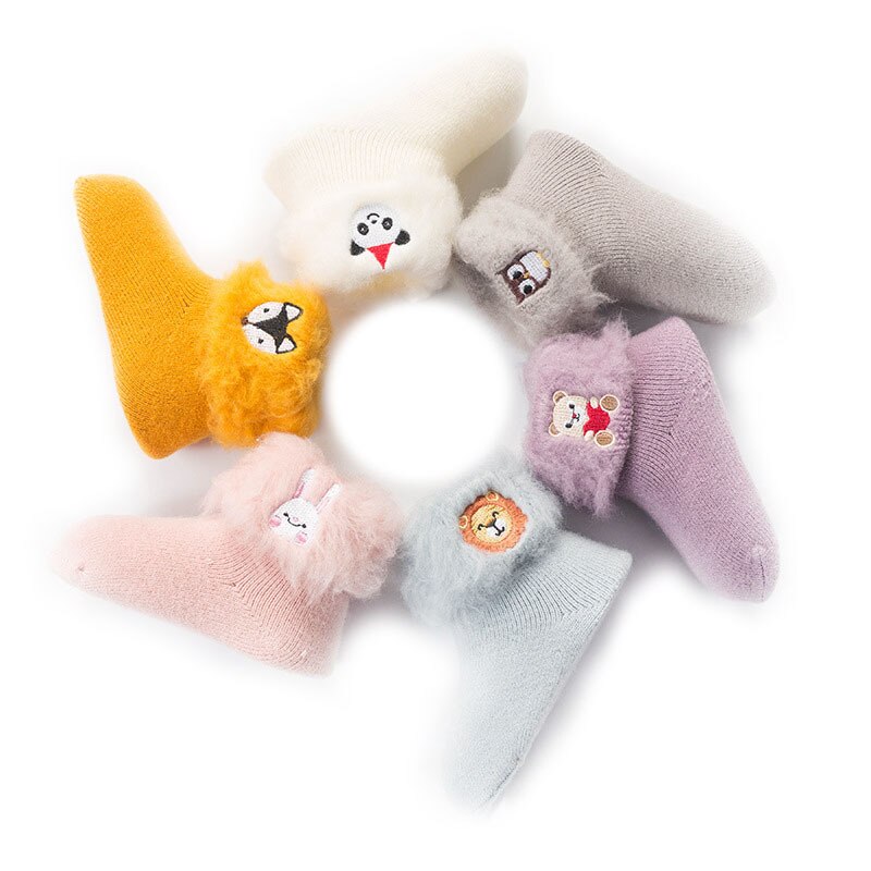 Winter Dikke Warme Badstof Leuke Sokken Cartoon Dieren Sokken Warmer Baby Baby Meisjes Jongens Sok Peuter Warm sok 0-3Y
