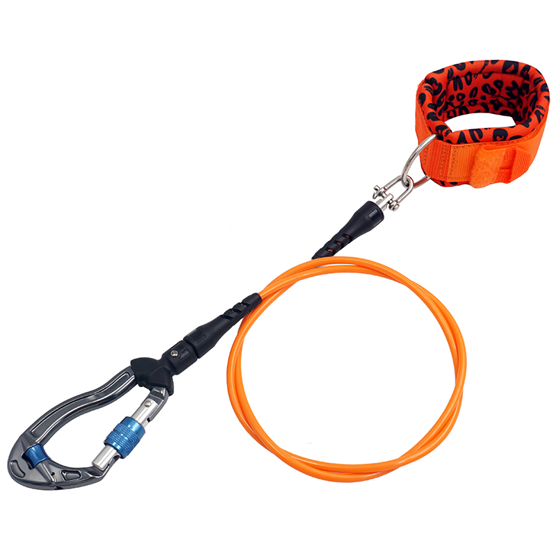 Underwater Freediving Diving Lanyard 316 stainless steel Rope With Carabiner Swivel Snap Loose Safety Cable Security Wristband