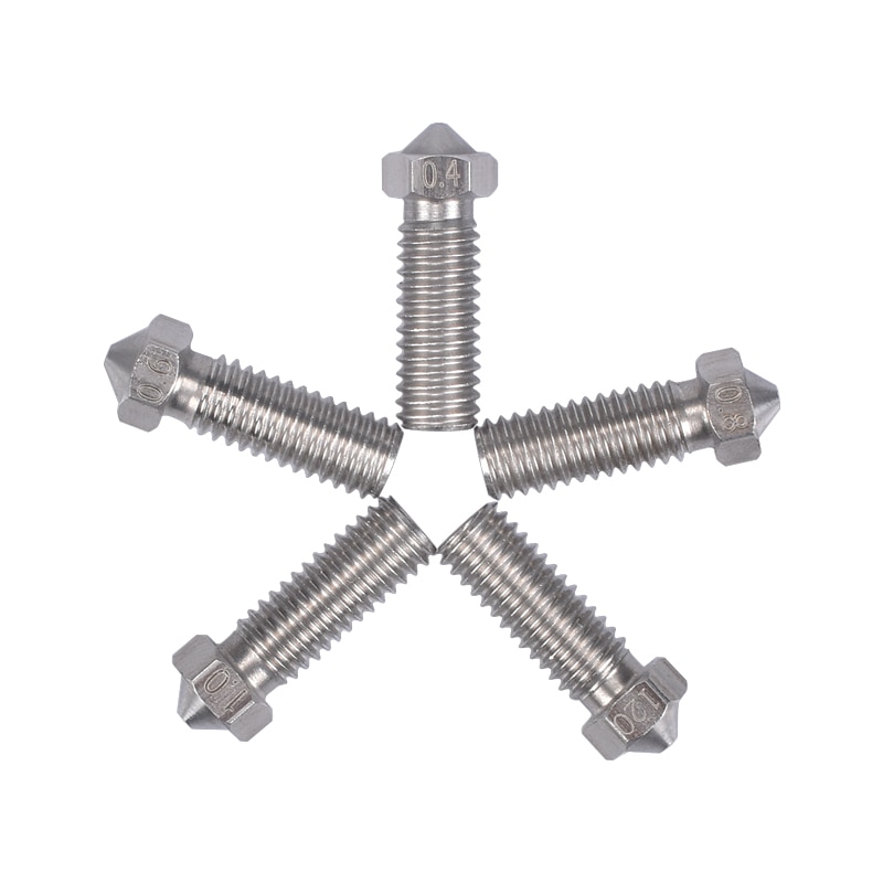 3d skrivare vulkan extra förlänga rostfritt stål  m6 munstycke helt metall 0.4mm/0.6mm/0.8mm/1.0/1.2mm för 1.75mm/3.0mm