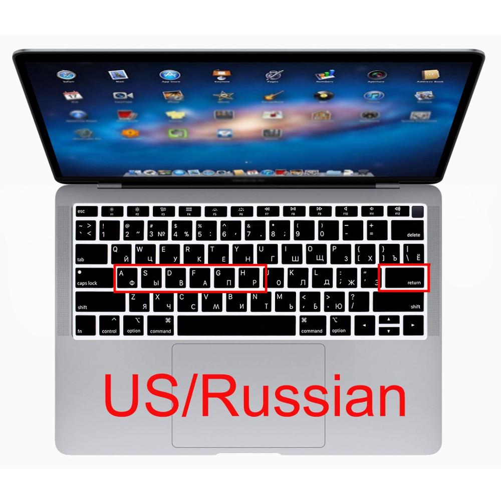 Redlai, funda de silicona para teclado resistente al agua para Macbook Air , 13, A1932, ID táctil, US, entrar en español, francés, tailandés, taiwanés: Russian