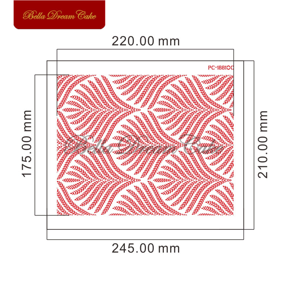 Wheat Spike Pattern Cake Stencil Plastic Lace Cake Boder Stencils Template DIY Drawing Mold Cake Decorating Tool Bakeware: PC-18810C-245x210mm