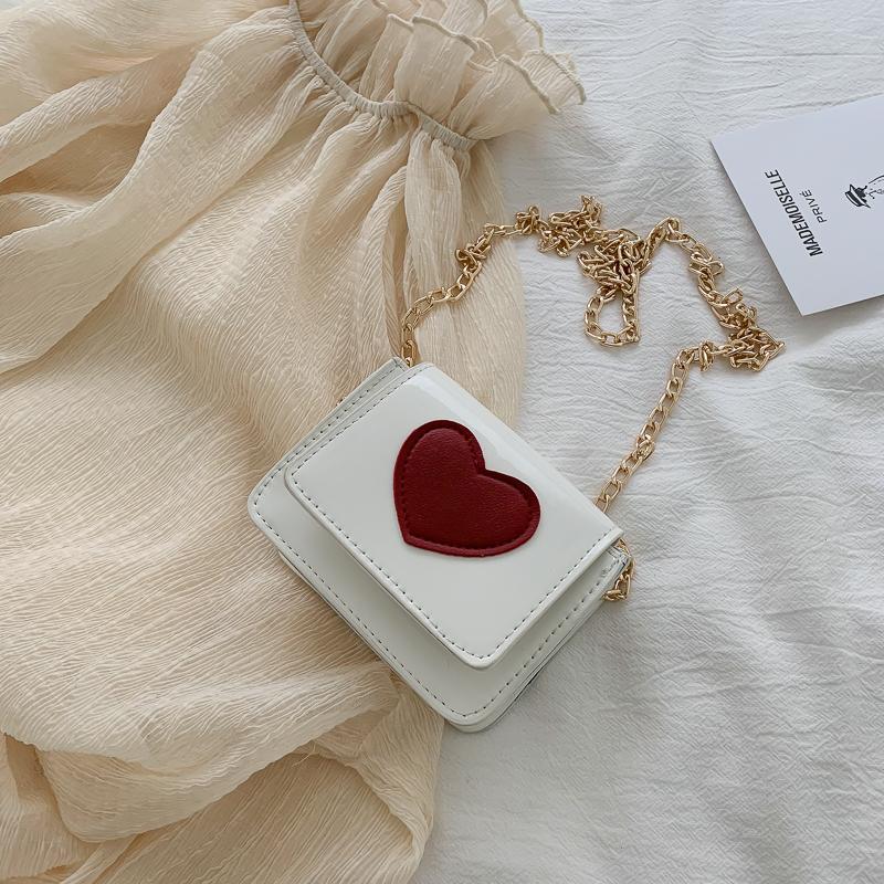 Super Mini Crossbody Tassen Voor Vrouwen Mode Ketting Leuke Hart Dames Schoudertassen Zomer Meisjes Avond Clutch Portemonnee Box Flap: WHITE
