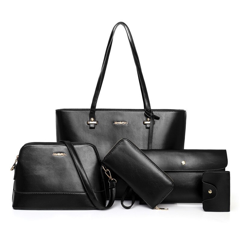 Stijl Vrouwen Tas Mode Retro Lederen Tas Vijf Delige Set Europese En Amerikaanse Draagbare Schoudertas Een stuk Haar