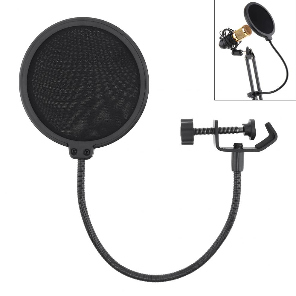 Duurzaam Double Layer Voorruit Studio Microfoon Flexibele Wind Screen Mask Mic Pop Filter Bilaag Shield Voor Spreken Recording