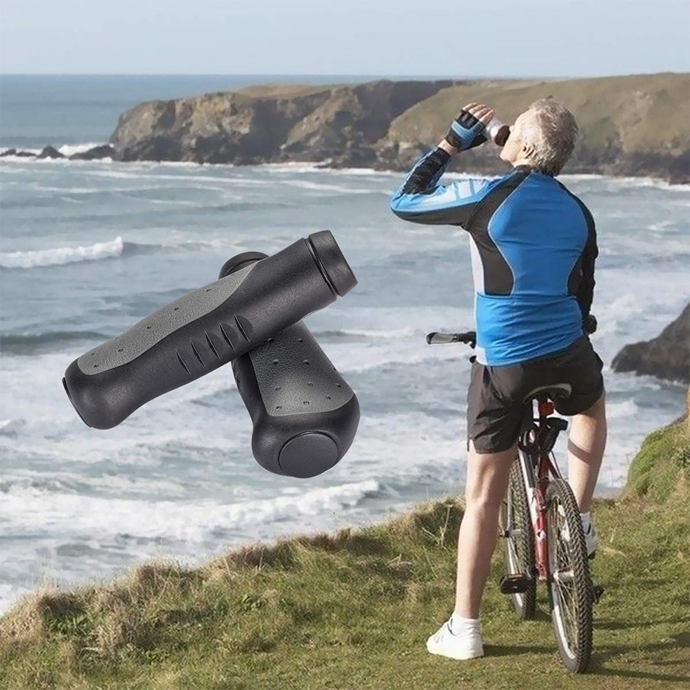 2pcs Sports Mountain Riding Bike Rubber Soft Ergonomic Smooth Accessories Antislip Cover Cycling Bicycle Grips Bar End