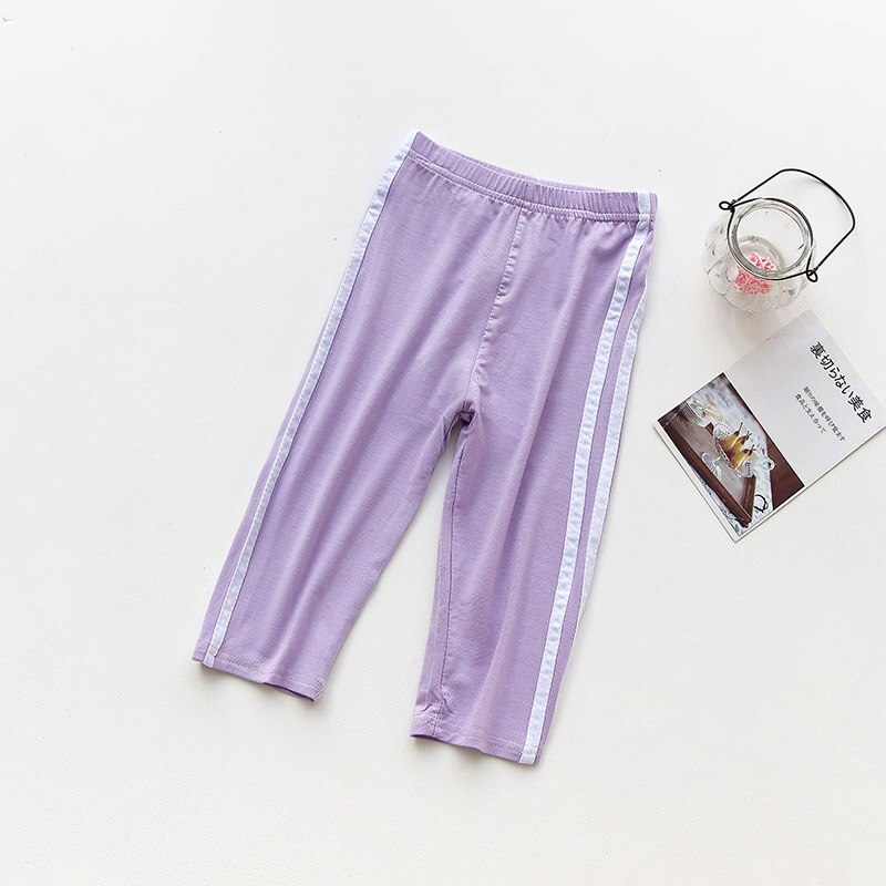 Zomer Kids Leggings Kalf Lengte Zachte Witte Gestreepte Mode Sport Stijl Meisje Leggins Dunne Broek Snoep Leginsy Getry