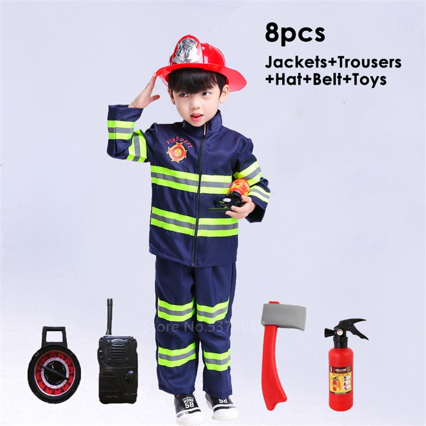 Cosplay de Halloween niños uniforme de bombero niños Sam bombero juego de rol ropa de trabajo traje de niño niña disfraces de de actuación