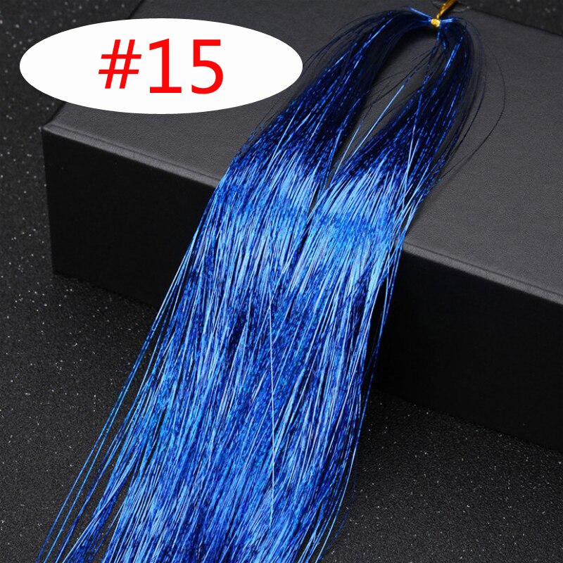 2 st/lot flerfärgat löshår glitter glitter highlights syntetiskt hårförlängning för hårflätningstillbehör: 15