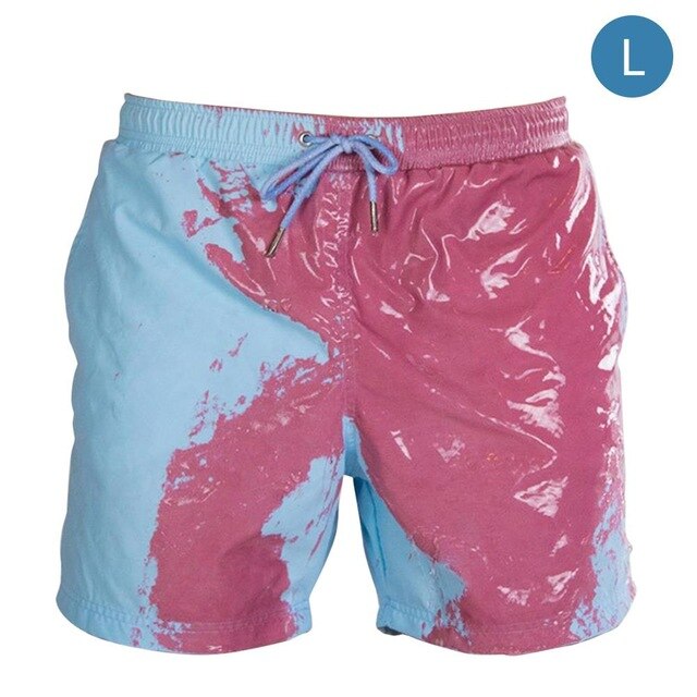 Swimming Pants Beach Swim Shorts Polyester Soft Comfortable Temperature Sensitive Funny Color Changing: Blue to purple / L