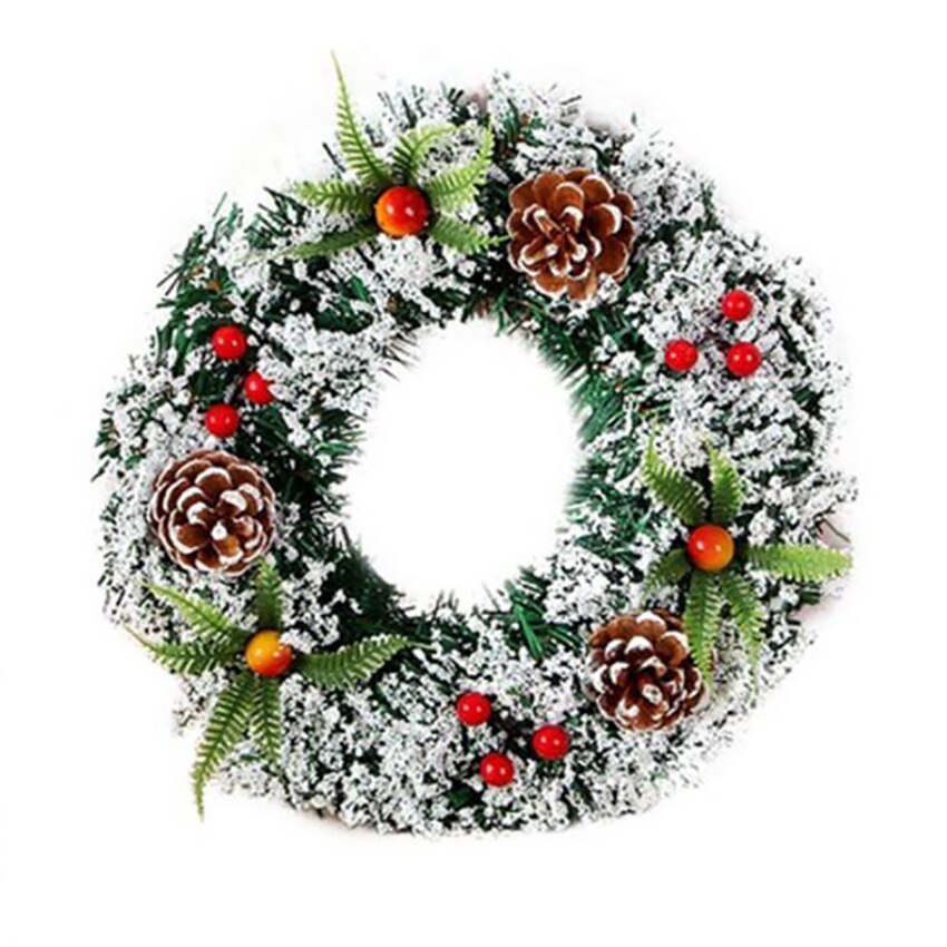 Kerst Krans met Rode Bessen en Dennenappels 20 cm/30 cm/40 cm, mooie en Volledige Winter Voordeur Krans Decoratie voor Thuis