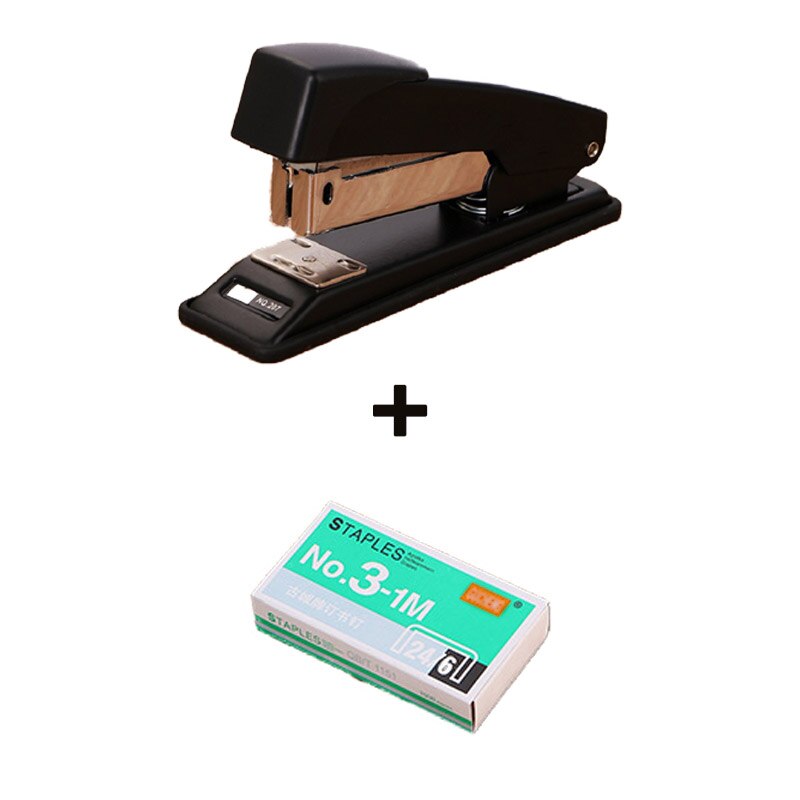 Grapadora portátil de Metal NO.0207, grapadora portátil duradera, papelería escolar, suministros de encuadernación para oficina, grapas con 1000 Uds.: Black