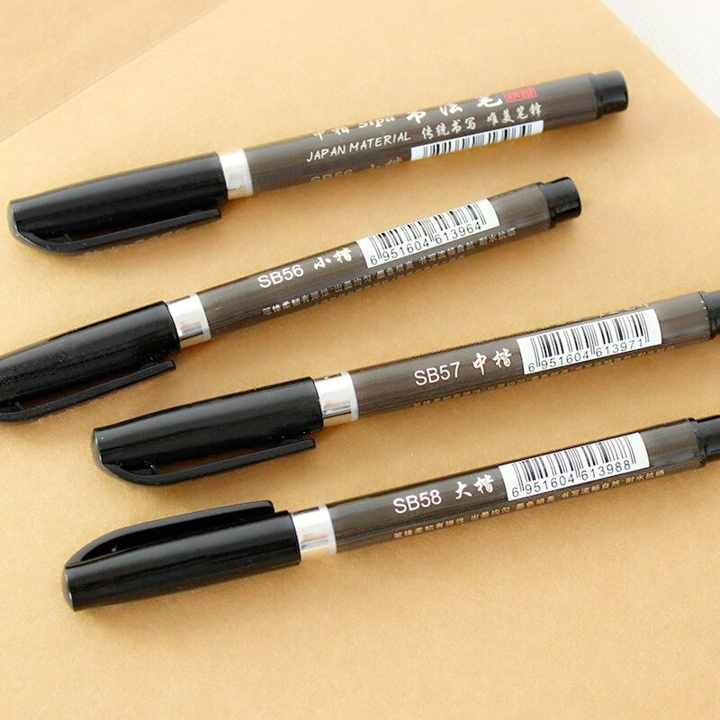 3 Pcs / Lot Calligraphy Pen for Signature Chinese Words Learning Brush Pens Set Art Marker Pens Stationery School Supplies