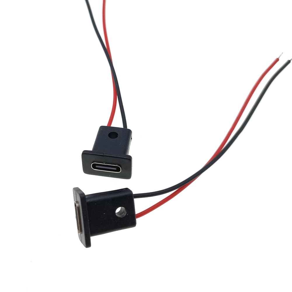 2- polig typ-c vattentät usb-kontakt direktkomprimering hona bas honuttag laddningsgränssnitt med svetstråd  zh1.5