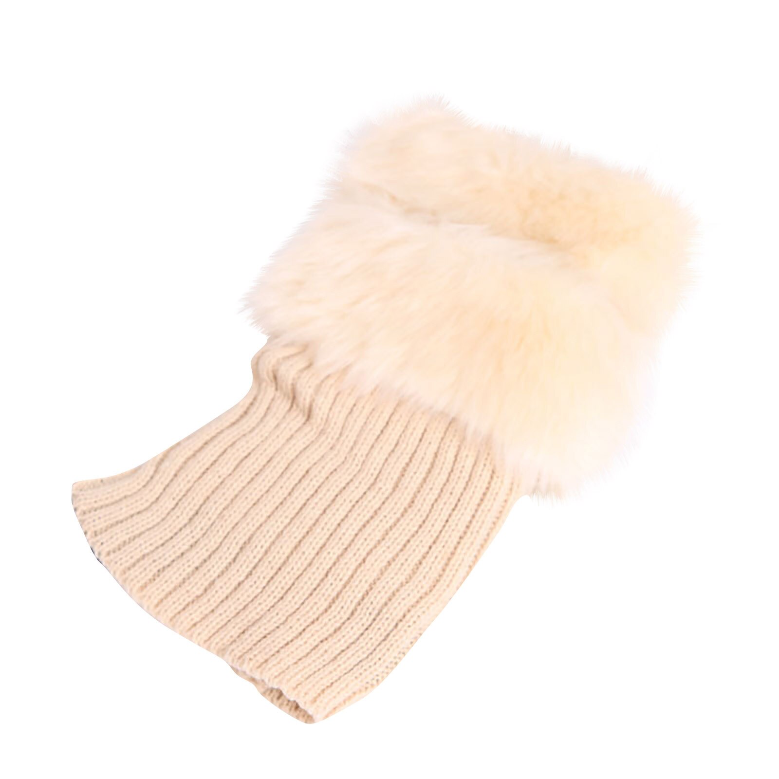 Frauen Mädchen Winter Verdicken Plüsch Stiefel Manschette Rippen Gestrickte Kurze Beinlinge Einfarbig Häkeln Gamaschen Deckel Socken 2 Paare: BG