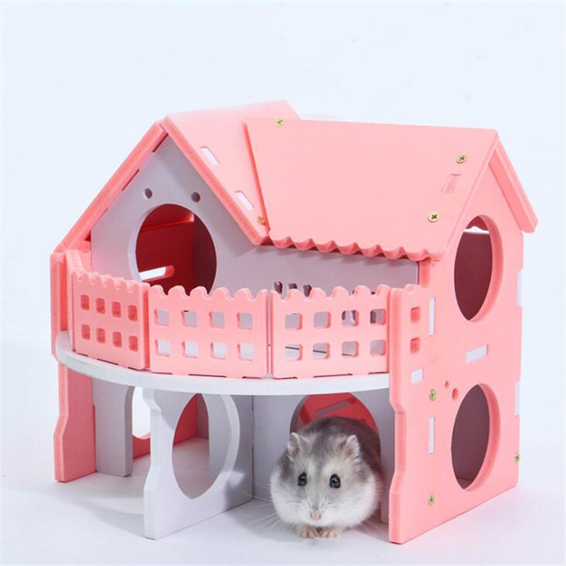 Leuke Hamster Kooien Duurzaam Houten Hamster Nest Milieuvriendelijke Huis Kleurrijke Kasteel Kleine Dier Huisdier Huisje Voor Hamster