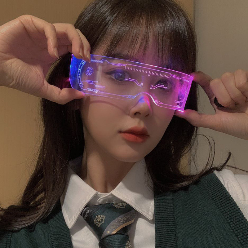Colorful LED Goggles Party Bar Music Festival 7-color Technology Glasses Disco Science Fiction Christmas Glasses
